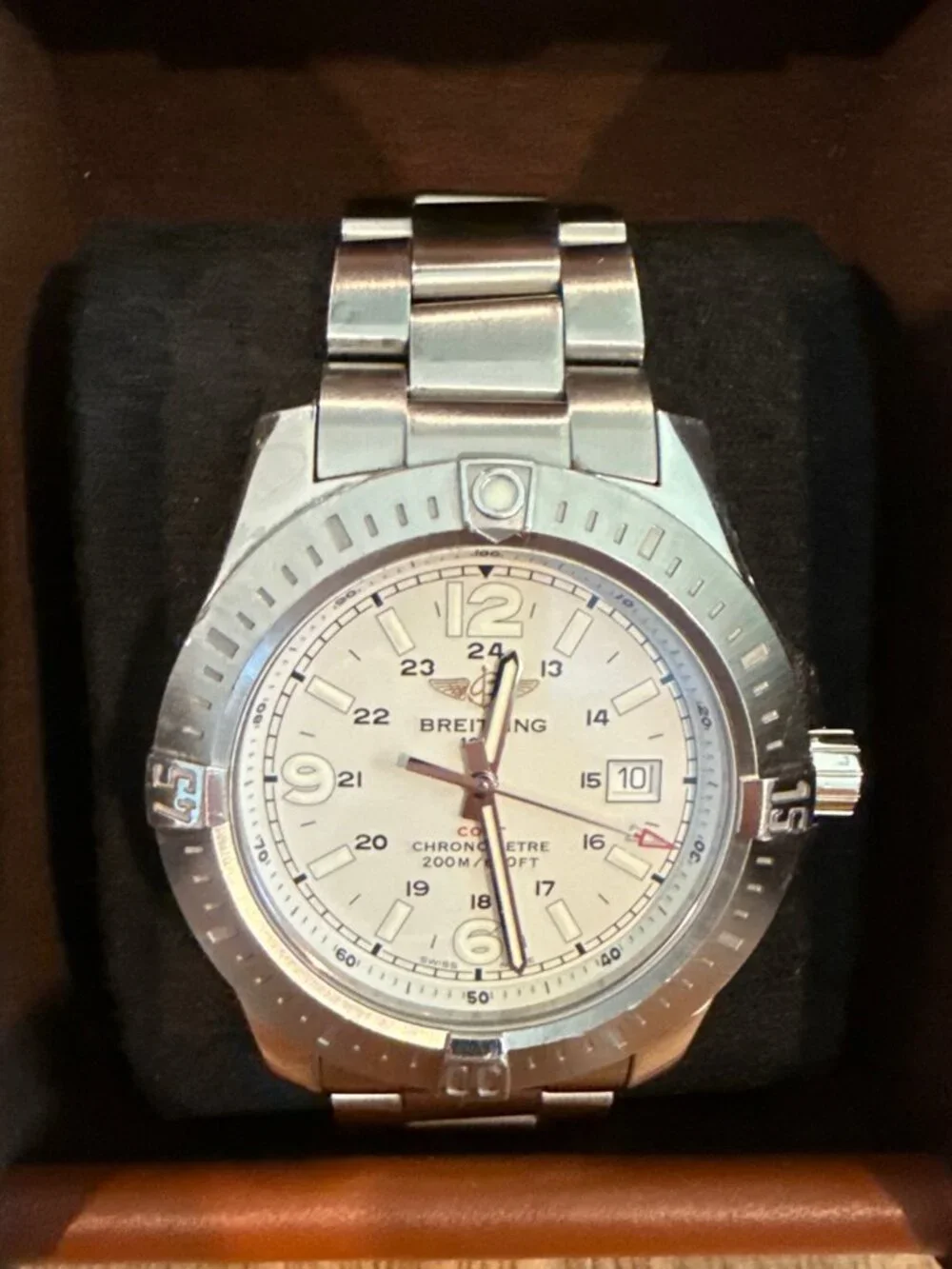 Breitling Colt Chronometer Arctic White Dial Mens 44mm Super Quartz Discontinued